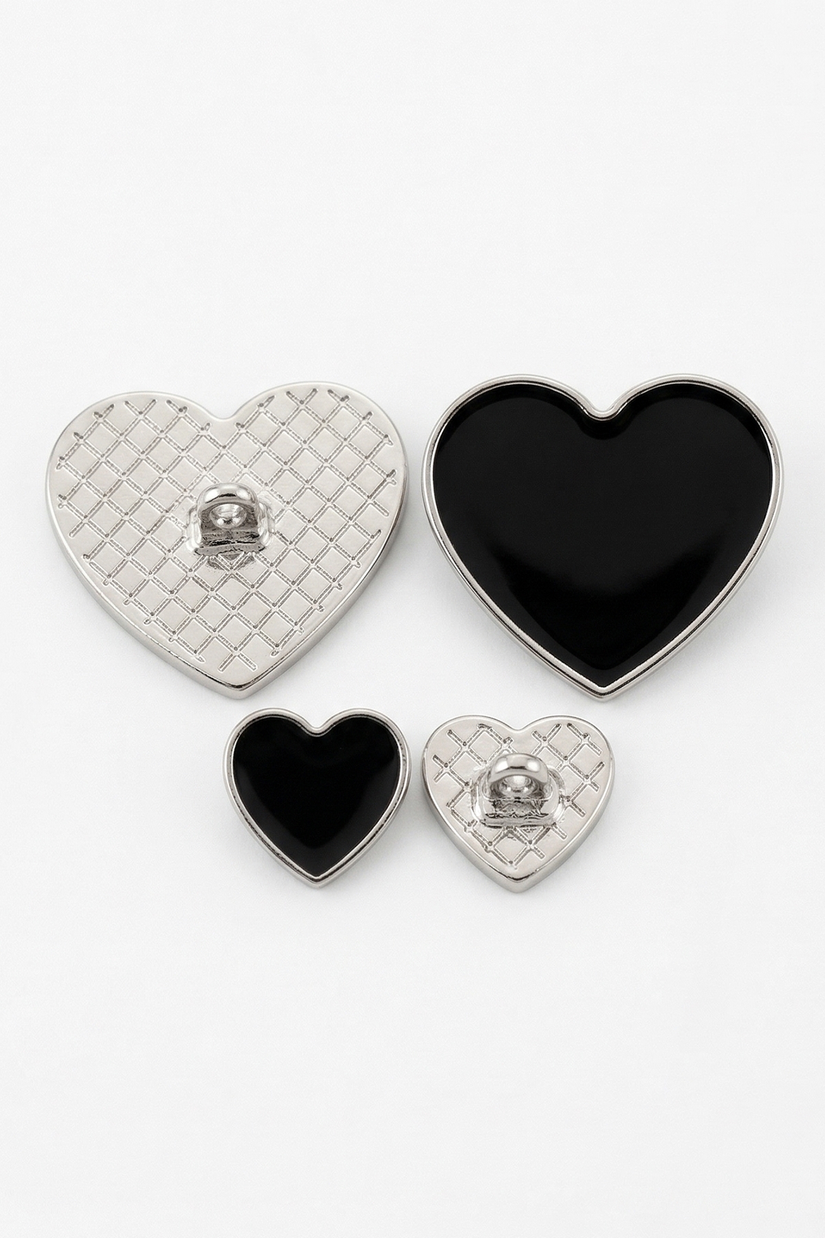 Kalp Model Zamak Mineli Düğme 36 Boy LDR-305 (100 Adet)